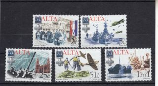 Mnh Malta Stamp Set 2005 Battle Of Malta Wwii Sg 1445 - 1449