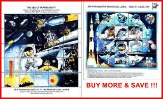 Palau 1989/1994 Space Moon Conquest/apollo 11 X2 M/s Mnh (folded)