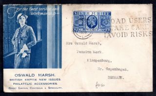 Gb Kgv 1939 Oswald Marsh Advertising Cover With 2 1/2d Silver Jubilee Ws7538