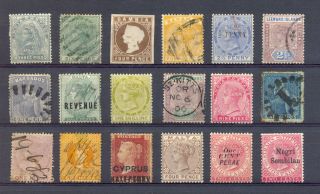 English Colonies - 18 St Unsorted - Qv - Incl Revenues F/vf @1