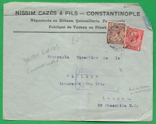 Constantinople - Gb In 1919 2.  1/2d Rate Registered Censored Cover 20 Sep