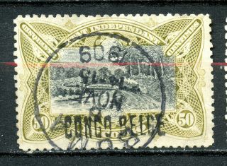 Belgium Congo 1908,  Scott 36,  Overprinted,  Handstamped,  50c