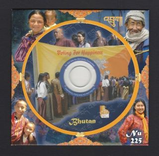 Bhutan Cd Stamp 225nu In Voting For Happiness