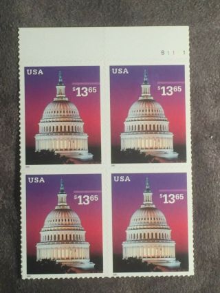 Scott Us 3648 2002 - 03 $13.  65 Capitol Dome Issue Plate Block Of 4 Stamps Mnh