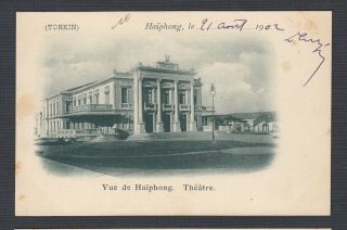 French Indo - China 1902 Two Buildings Postcards Haiphong To Narbonne France