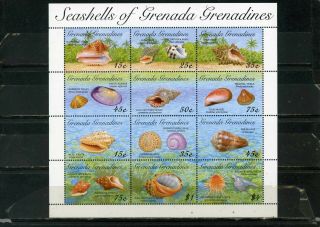 Grenada Grenadines 1993 Sc 1548 Seashell Sheet Of 12 Stamps Mnh