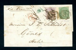1s 6d Rate Cover,  London To Italy Via France,  6d (sg 69),  1s (sg 71) (au639)