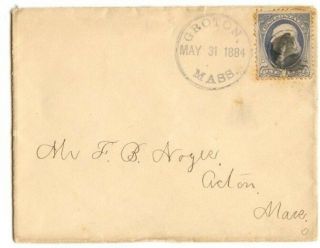 Ma=groton - Blue Cds Cxl=straight Line Date In Center Of Cxl - Cover - 1c Bank Note 
