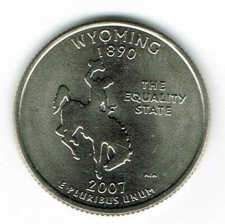 2007 - D Brilliant Uncirculated Wyoming 44th State Quarter Coin