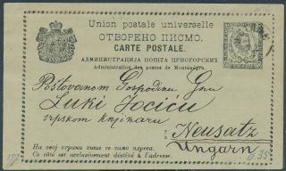 1891 Montenegro Cetinje To Hungary Neusatz Nosi Sad Serbia