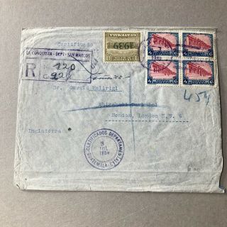 Z) Air Mail Registered Cover Guatemala To Uk 1939 B