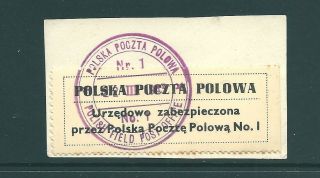 Poland 1943 Ww2 Piece: Field Post Office On Polish Label
