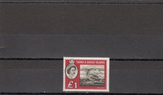 A98 - Turks & Caicos Isl - Sg253 Mnh 1960 £1 Sepia & Deep Red