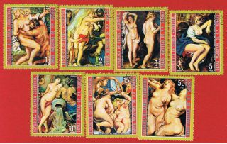 Equatorial Guinea Cto Complete Set Of 7 Rubens Paintings S/h