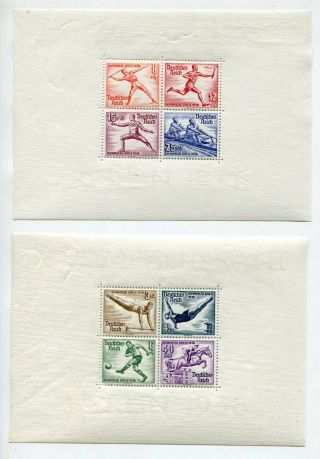 Germany 1936 Olympic Mnh Set Mini Sheets 2 Items