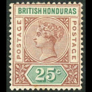 British Honduras 1891 - 01 25c Red Brown & Green.  Sg 61.  (wb258)