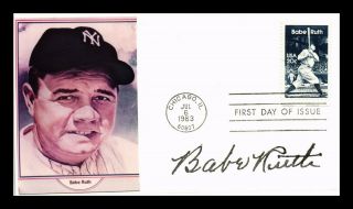 Dr Jim Stamps Us Sticker Cachet Babe Ruth Baseball First Day Cover Chicago
