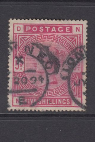 Gb Qv 5s.  Rose Sg180 5/ - " Nd " 1883 Stamp London Hooded Circle Postmark