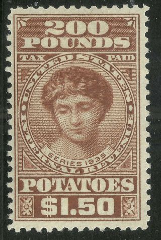 Us Revenue Potato Tax Stamp Scott Ri13 - $1.  50/200 Pounds Issue - Mlh - 3