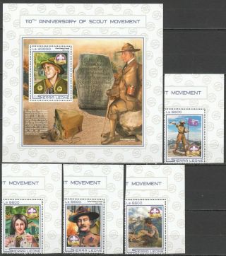 F694 2017 Sierra Leone 110th Anniversary Of Scouts Baden - Powell Set,  Bl Mnh