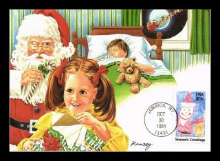 Us Postcard Christmas Santa Claus Fdc Maximum Card Continental Size