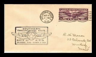 Dr Jim Stamps Us San Antonio Am 33 First Flight Air Mail Ladies Cover