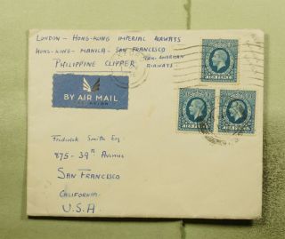 Dr Who 1936 Gb London Philippine Clipper Airmail To Usa E50986