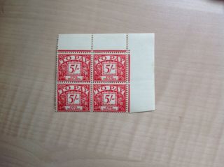 Great Britain Postage Due Sg D66 Block Of 4 Unmounted