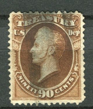Usa; 1870s Classic Treasury Dept.  Official Issue Fine Value,  90c.