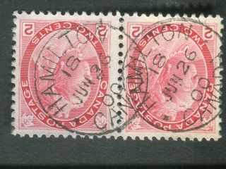 Son 1900 Hamilton Wentworth Co Cds Cancel 2c Queen Victoria Numeral Stamp Pair