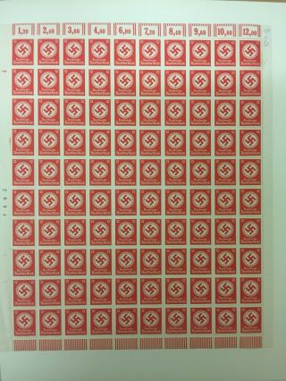 Third Reich Stamps - Full Sheet Swastika Stamps