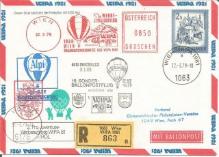 Austria 1981 Wipa Vienna Hot Air Balloon Post Ballonpost Tirol Registered Cover