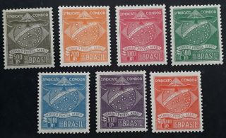 Rare 1927 - Brazil Set Of 7 Syndicato Condor Airmail Postage Stamps