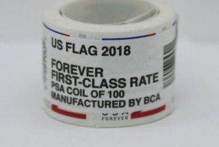 One Roll Of 100 Forever Stamps American Flag In Plastic.