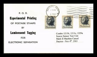 Dr Jim Stamps Us George Washington 5c Combo Luminescent Tagged Cover 1963