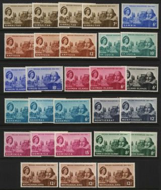 British Commonwealth 1964 Qeii 400th Anniversary Shakespeare 28 Stamps Mm