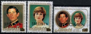 Aitutaki 1981 Princess Diana Royal Wedding Mnh Specimen Set D7760