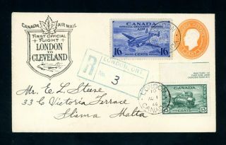 Canada 1946 First Flight Cover,  London To Cleveland (au080)