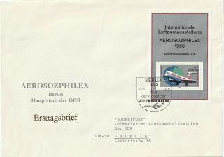 1980 East Germany Oversize Fdc Cover Aviation - The 25th Anniversary Interflug