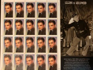 Stamps.  3329 Legends Of Hollywood.  James Cagney.  Fv $6.  60.  Cv $30.  00
