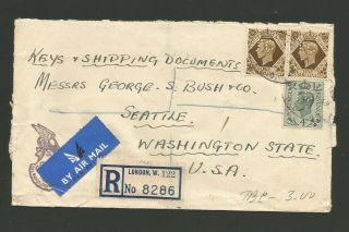 1949 Registered British Cover Thomas Cook & Sons Perfin Franked To Seattle Wash