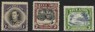 Niue - Sg 75 - 77 - 1938 - Definitive Set Of 3 - Mounted Mint/mint Hinged