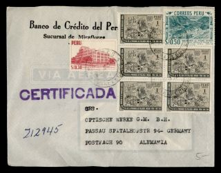 Dr Who 1974 Peru Mariflores Registered Airmail To Germany Block E52843