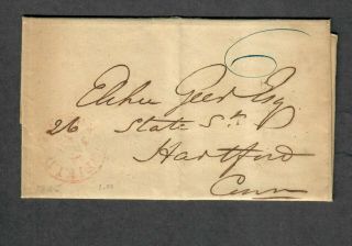Us Stampless Cover Springfield Mass To Hartford Jan 18 1845 Letter