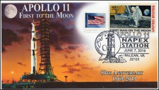 19 - 123,  2019,  Apollo 11 Moon Landing,  Pictorial Postmark,  Napex,  Lift Off,  Event
