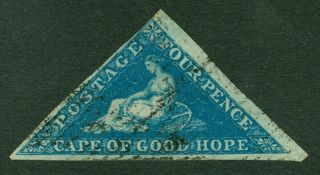 Sg 2 Cape Of Good Hope 1853.  4d Deep Blue.  Fine,  Full Margins Cat £275
