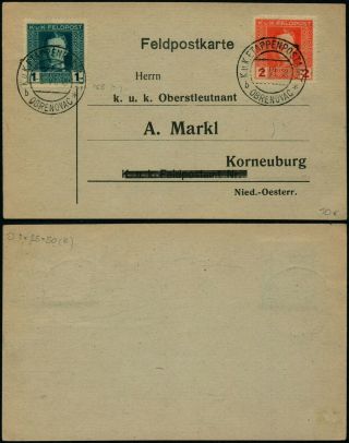 A733 Austria Czechoslovakia Fieldpost Postcard Obrenovac Korneuburg 1918
