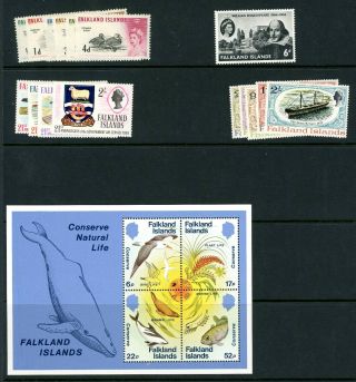 Falklands QE2 26 complete sets UM/MNH 1960 to 2000 2