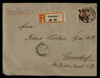 Dr Who 1921 Germany Ovpt Glauchau Registered To Cunsdorf E68278