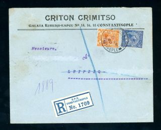 British P.  O.  Constantinople 1920 Registered Cover To Germany (au355)